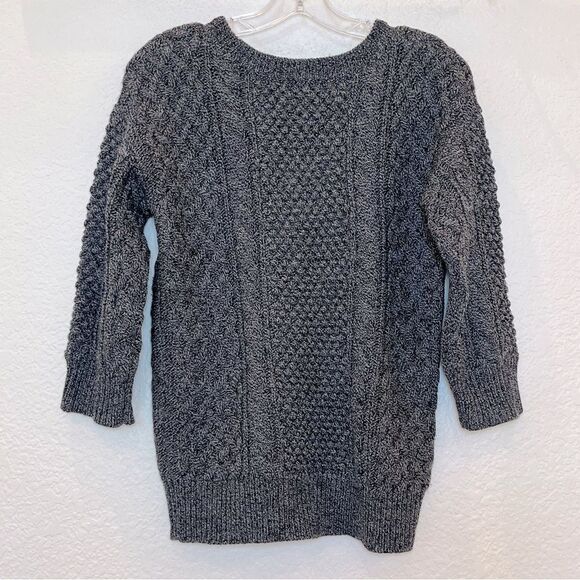 Trina Turk Merino Wool Cable Knit 3/4 Sleeve Sweater in Dark Grey size P (small) - Picture 2 of 9